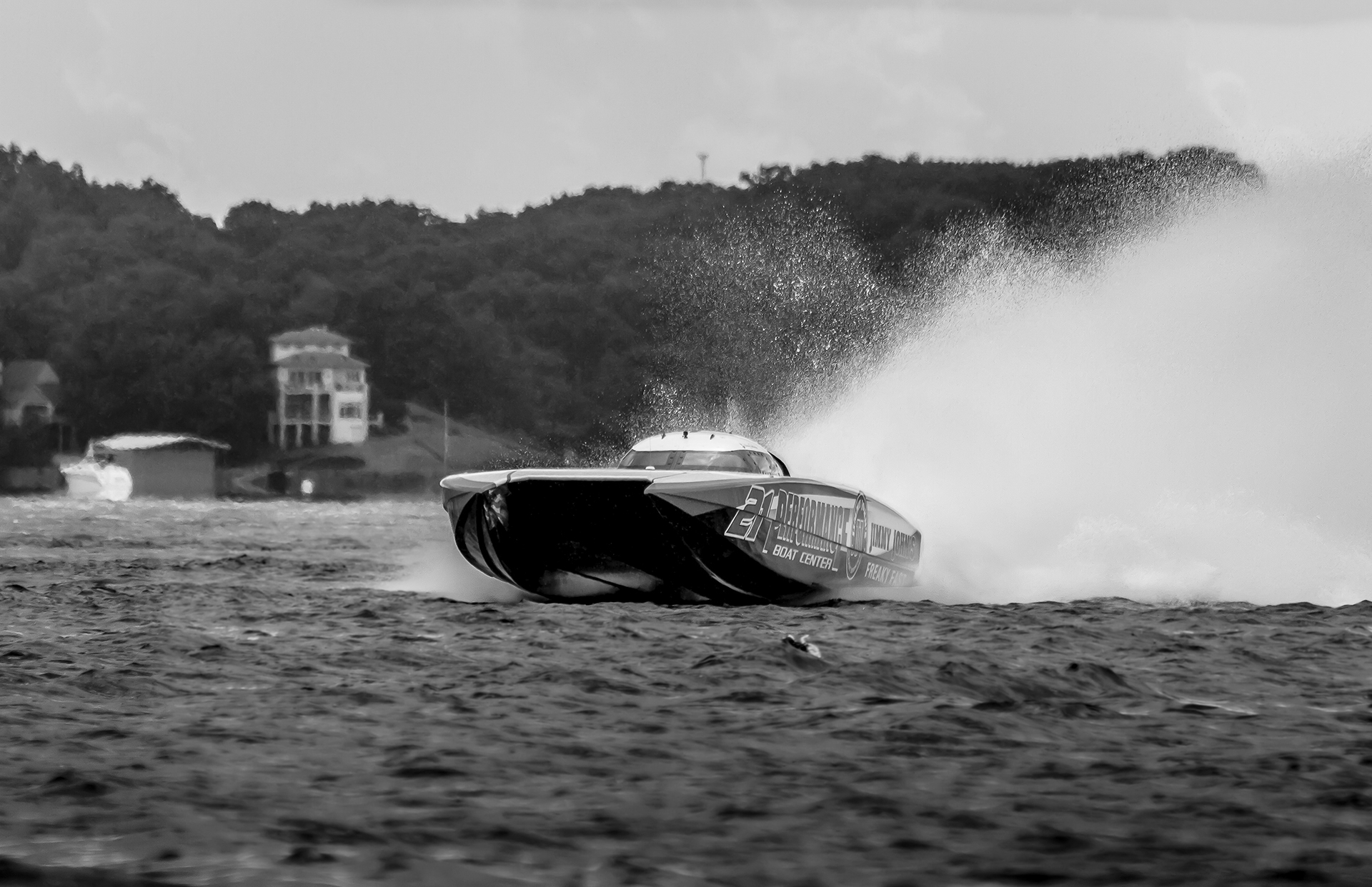 A performance boat on display at Performance Boat Center